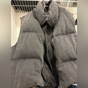 angel kiss black/gray denim puffer vest XL